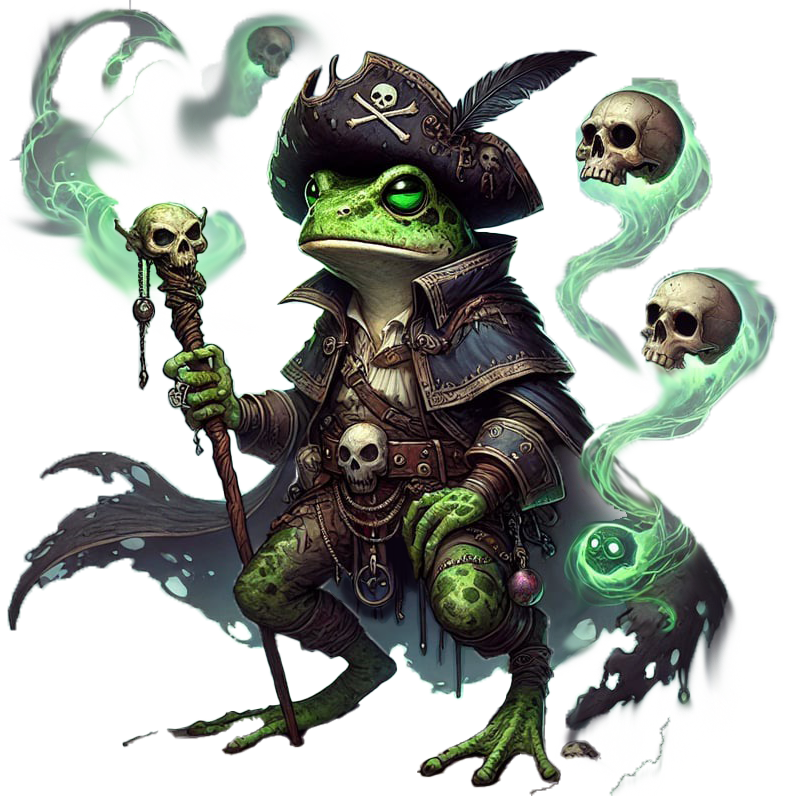 FrogDaPirate, pirate mascot of Piratical Productions LLC